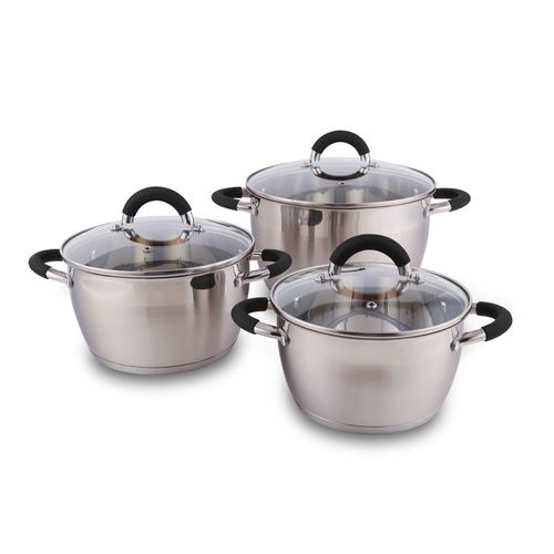 Set x 3 Ollas Con Tapa Acero Inoxidable 18cm - 20cm - 24cm