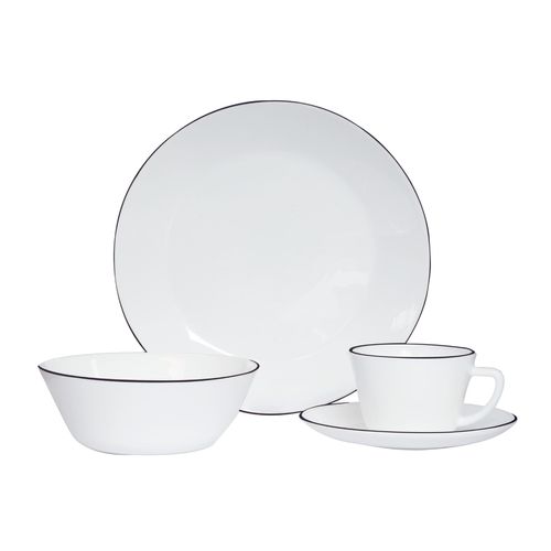 Vajilla Vitroceramica Borde Negro
