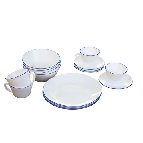 Vajilla Vitroceramica Borde Azul
