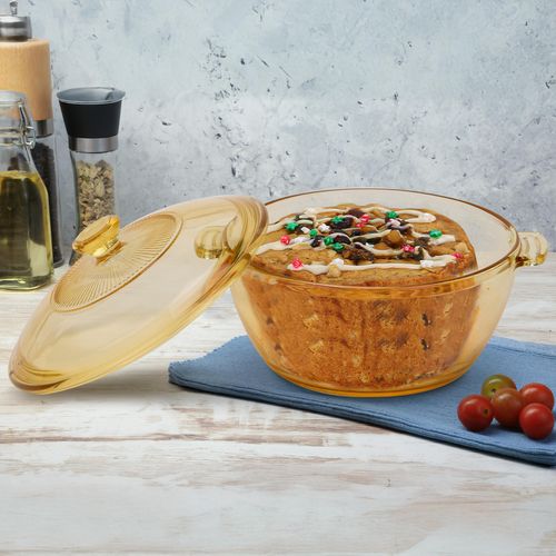 Olla Refractaria De Vidrio 1,5 Litros Con Tapa