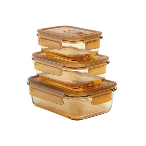 Set X3 Recipientes Rectangulares Con Tapa