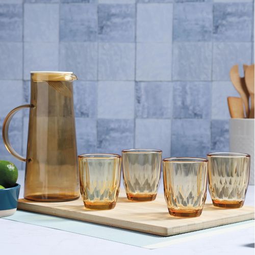 Set Jarra + 4 Vasos - Vidrio
