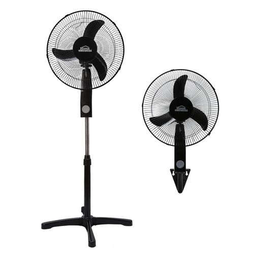 Ventilador de Pedestal, 2 en 1, Rejilla Metálica, Negro