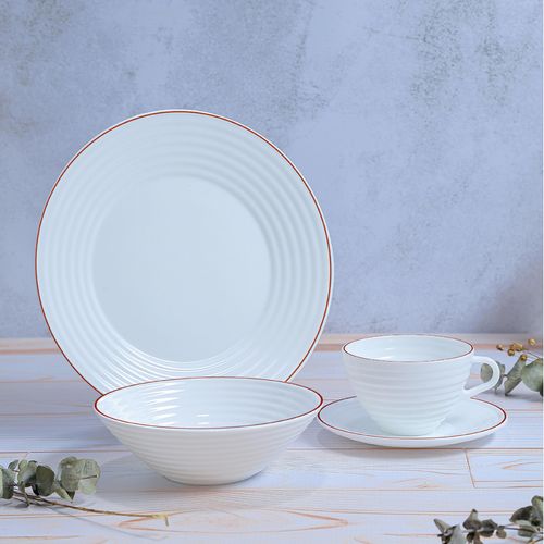 Vajilla Ondas Borde Rojo